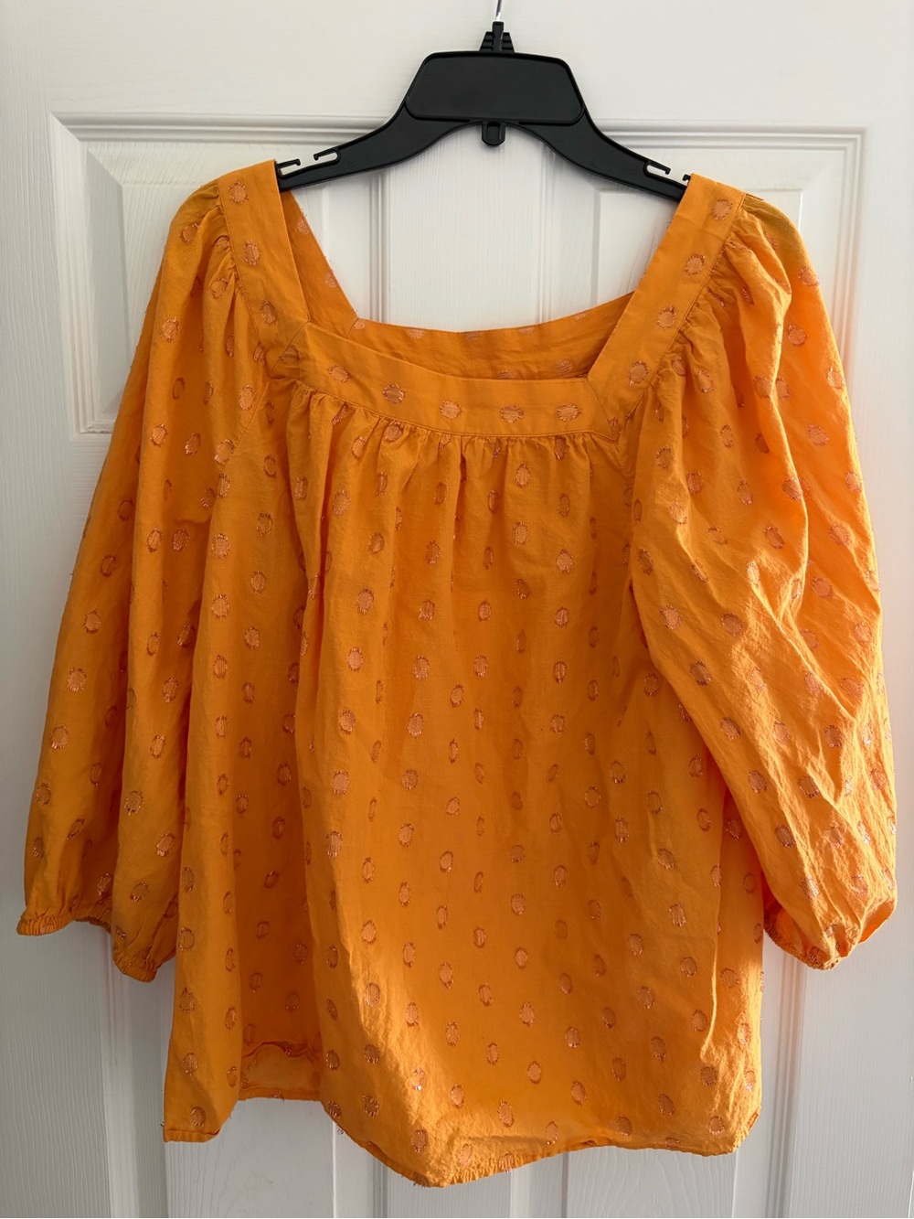 Lauren Conrad Square Neck Orange Puff-Sleeve SZ XXL Top